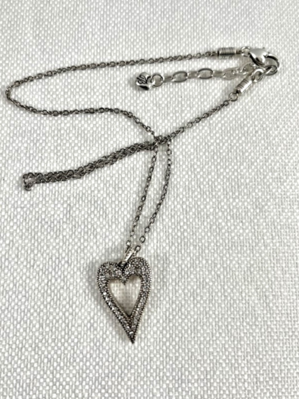 Brighton Bella Mia Heart Reversible Pendant Necklace Love Pave Crystal